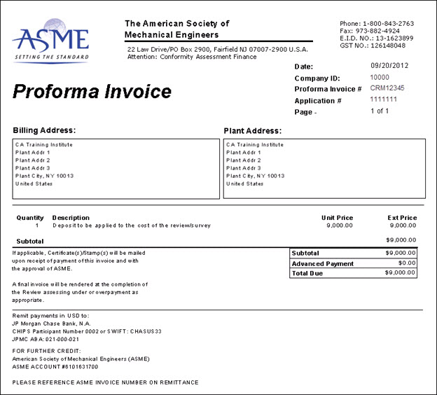 invoice pro forma