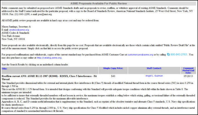 ANSI, Public Review Drafts